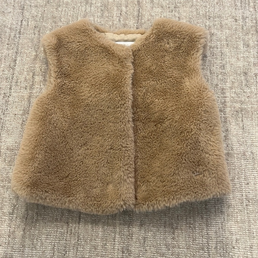 Mayoral Faux Fur Tan Vest w/ Buttons